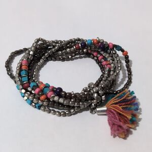 Multicolor Beaded Bracelet with Tassel
